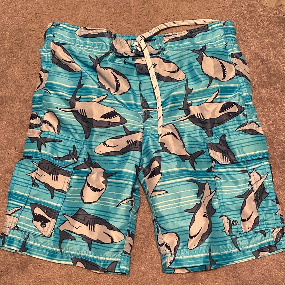 The Children's Place Shark Print Swim Trunks - Blue